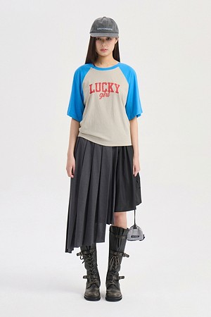 Sleeve Color Blend Short Sleeve T-Shirt (light begie)