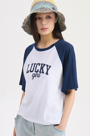 Sleeve Color Blend Short Sleeve T-Shirt (white)