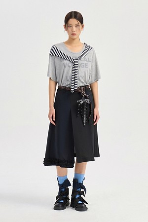 Stripe Color Blend Loose Fit Short Sleeve T-Shirt (melange grey)