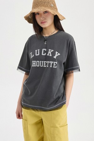 Mesh Color Blend Loose Fit Short Sleeve T-shirt (dark grey)