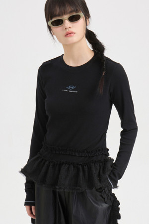 Lace Mix Long Sleeve T-shirt (black)