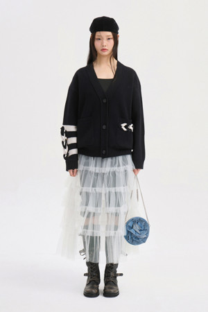 Twist Detail Knit Cardigan (black)