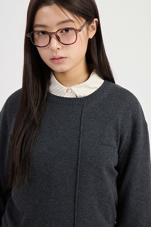 Chouetties by LUCKY CHOUETTE_Unbalance Knit Pullover (dark grey)