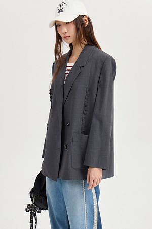 [Re-Order] Frill Line Double Jacket (dark grey)