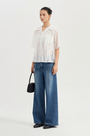 [Re-Order] Semi Wide Denim Pants (blue)