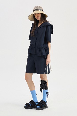 Pocket Detail Banding Short Pants (dark navy)