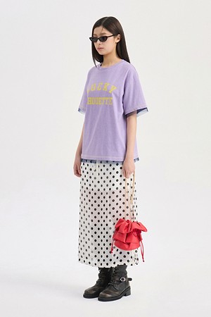 Mesh Color Blend Loose Fit Short Sleeve T-shirt (violet)