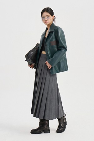 [JDC] Color Nappa Real Leather Jacket (green)