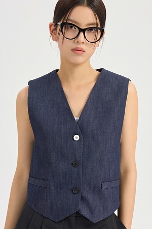 Solid Crop Vest (dark blue)