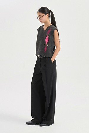 Back Open Knit Vest (dark grey)