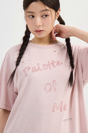 Chouetties by LUCKY CHOUETTE_Lettering Graphic Vintage Half Sleeve T-shirt (pink)