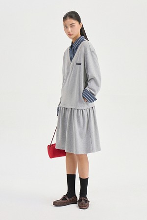 Stripe Mix Jersey Dress (melange grey)