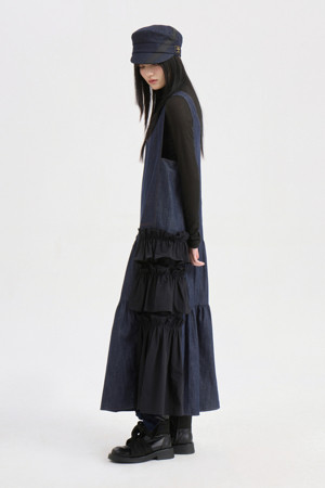 Color Blend Indigo Long Dress (dark blue)