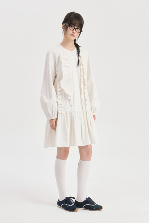 Round Frill Dress  (ivory)