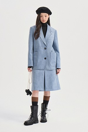 Fake Suede Single Jacket (blue)