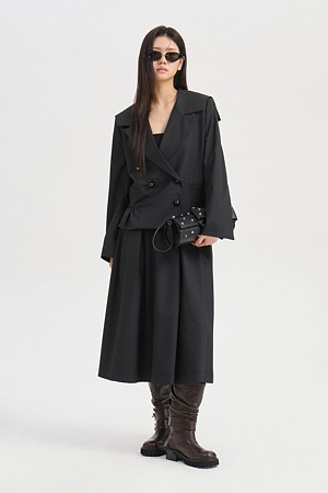 A-Line Flare Long Skirt (black)