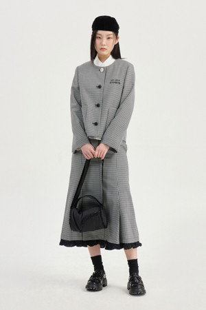 Check / Solid Mermaid Skirt (black)