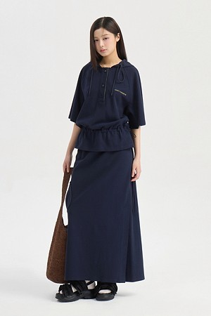 Jersey Banding Long Skirt (dark navy)