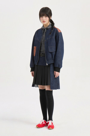 Blend Mix Pleated Midi Skirt (dark navy)