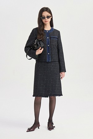 Tweed Midi Skirt (navy)