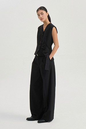 Tuck Point Solid Wide Pants (black)