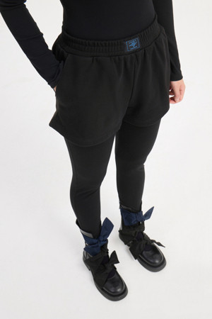 Leggings Attach Banding Jersey Pants (black)