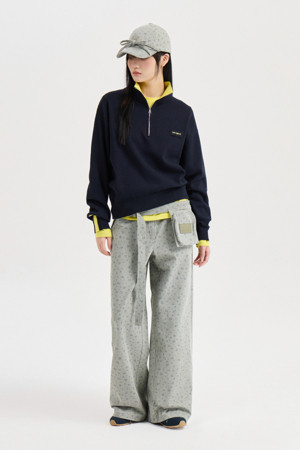 Flower Print Wide Pants (khaki)