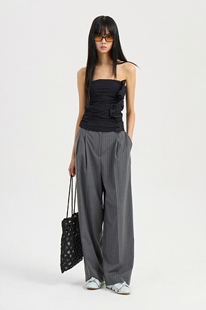 Tuck Point Stripe Wide Pants (grey)