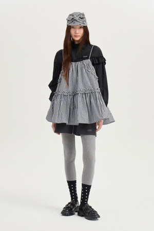 [Atelier] Check Frill Top Blouse (black)