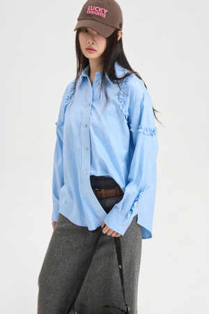 Frill Detail Shirt Blouse (light blue)