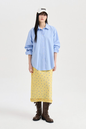 Embroidery Point Cotton Blouse (blue)