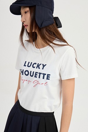 [Re-Order] Lettering Point Slim-fit Short Sleeve T-shirts (ivory)