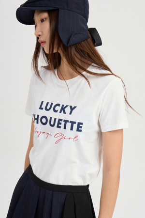 Lettering Point Slim-fit Short Sleeve T-shirts (white)