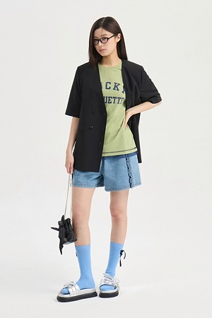 Mesh Color Blend Loose Fit Short Sleeve T-shirt (grey)