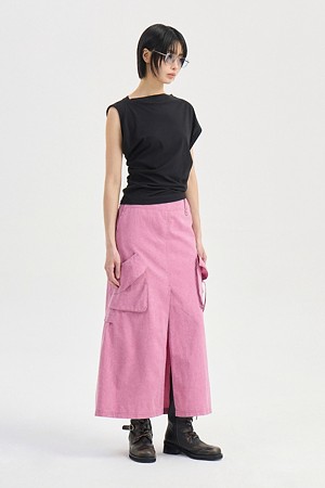 Unbalanced Sleeveless T-shirt (black)