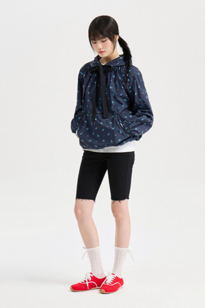 Print Hoody Anorak Jumper (navy)