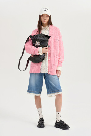 [Atelier] Velet Tape Knit Cardigan (pink)