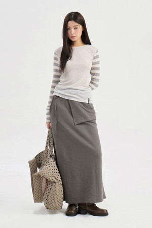 Chouetties by LUCKY CHOUETTE_H Line Jersey Long Skirt (grey)