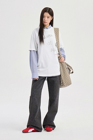 Chouetties by LUCKY CHOUETTE_Lettering Graphic Vintage Half Sleeve T-shirt (white)