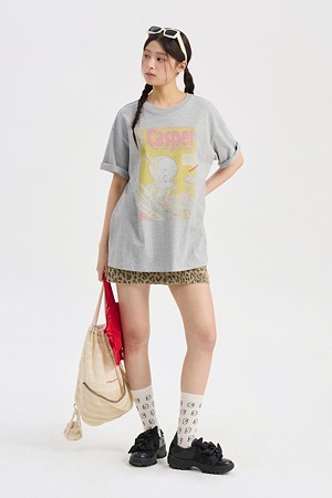 [CASPER X CHOUETTIES] Casper Graphic Loose Fit Short Sleeve T-Shirt (melange grey)