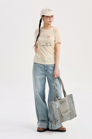 [CASPER X CHOUETTIES] Casper Graphic Basic Fit Short Sleeve T-Shirt (light yellow)
