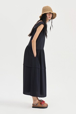 Stripe Sleeveless Dress (dark navy)