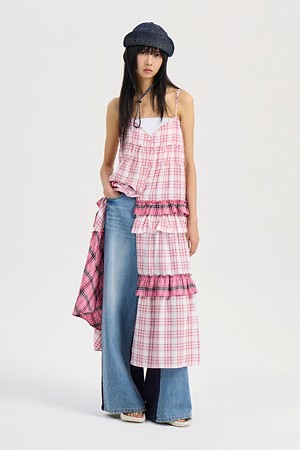 Check Mix Slip Dress (pink)