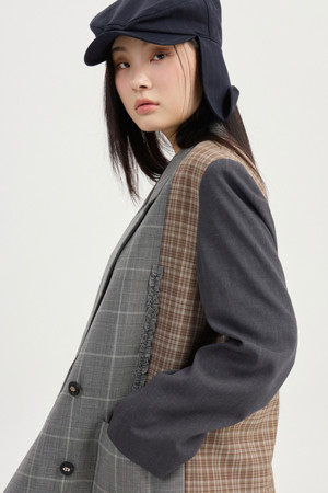 Frill Line Check Mix Double Jacket (multi color)