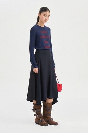 Stripe Long Skirt (dark navy)