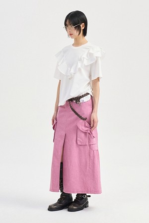 Pocket Point H-Line Long Skirt (pink)