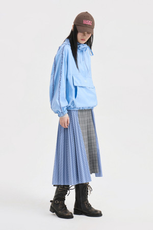 Mix Banding Pleated Long Skirt (multi color)