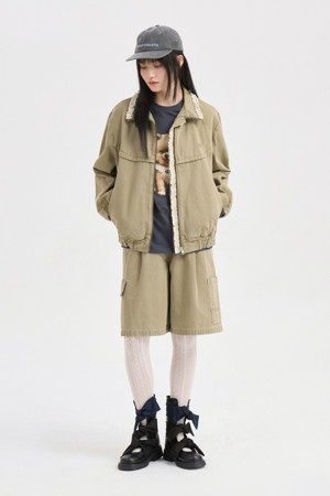 Frill Point Washing Denim Jumper (khaki)