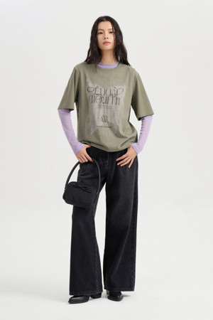 [Re-Order] Semi Wide Denim Pants (Dark grey)