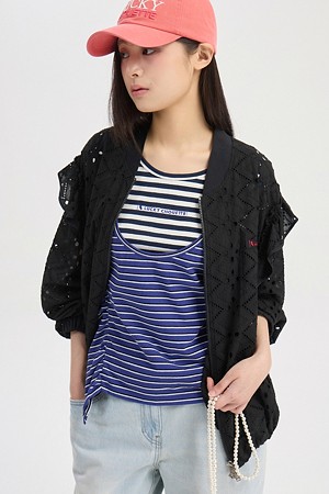 Stripe Mix Short Sleeve T-Shirt (dark navy)